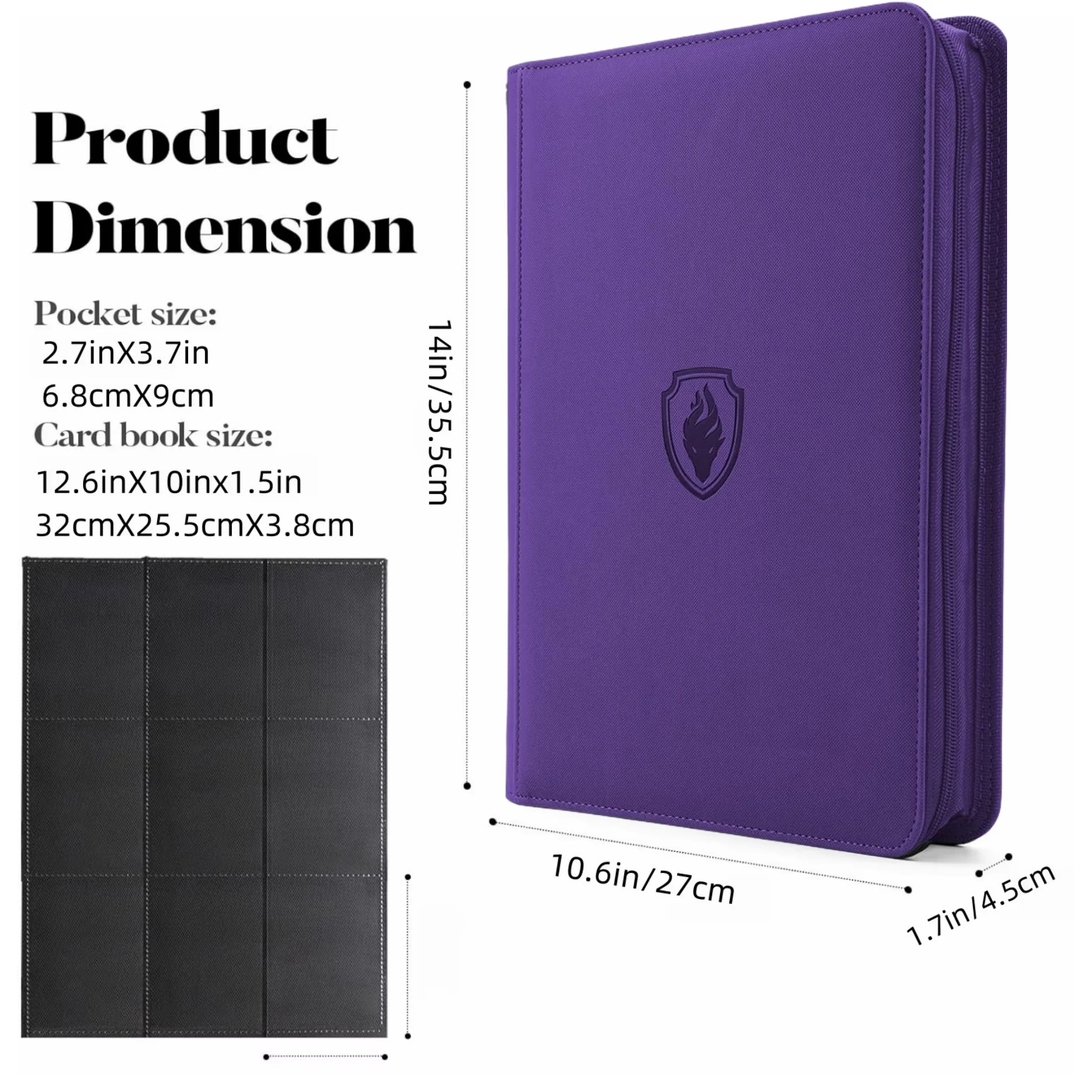 9 Pocket Zipper Card Binder, 360 Trading Card Holder Book, Premium PU Cover Zip Binder for Cards, Durable Side Loading Card thumbnail 2