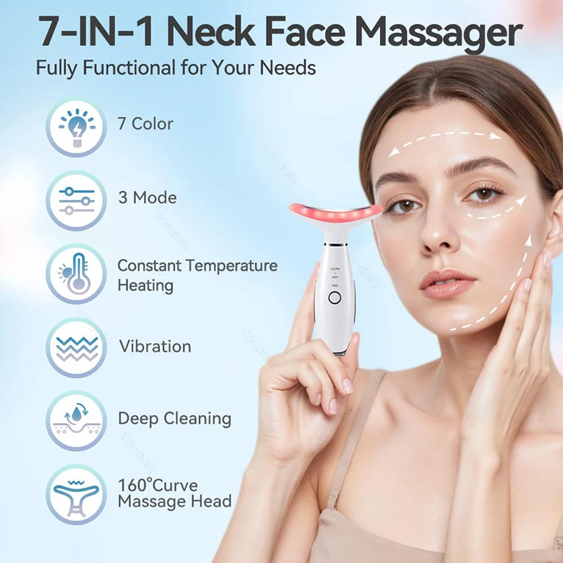 Neck Face Beauty Device EMS Microcurrent Face Lifting Machine Vibration LED Facial Massager Double Chin Remover Skin Care Tools thumbnail 3