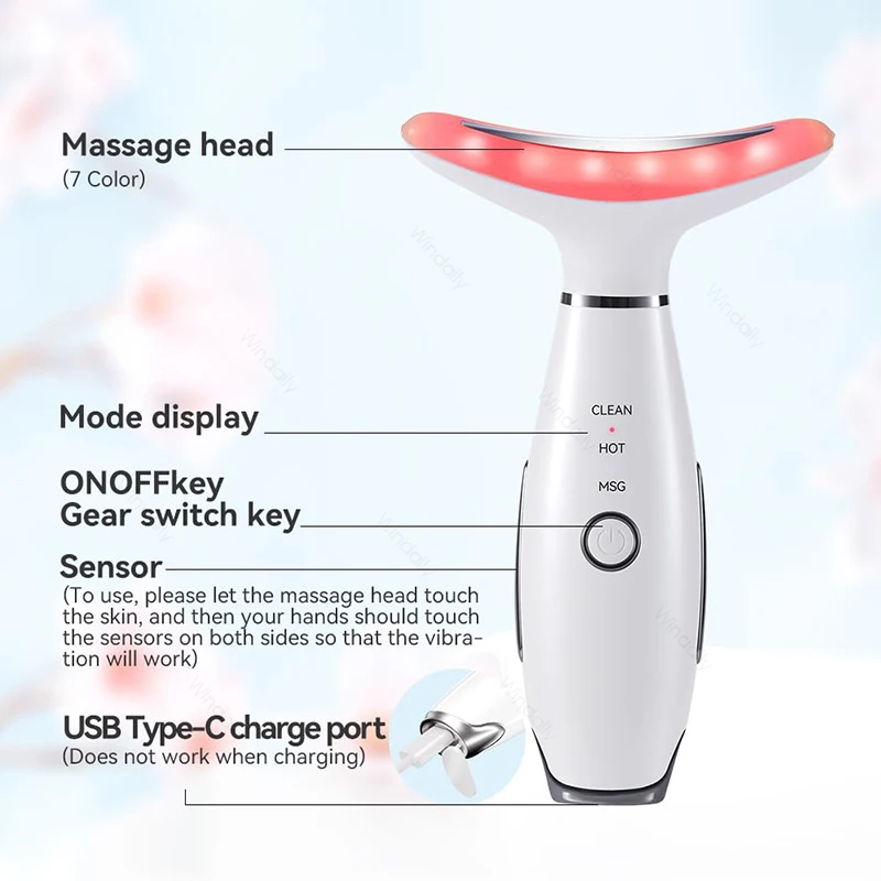 Neck Face Beauty Device EMS Microcurrent Face Lifting Machine Vibration LED Facial Massager Double Chin Remover Skin Care Tools thumbnail 6