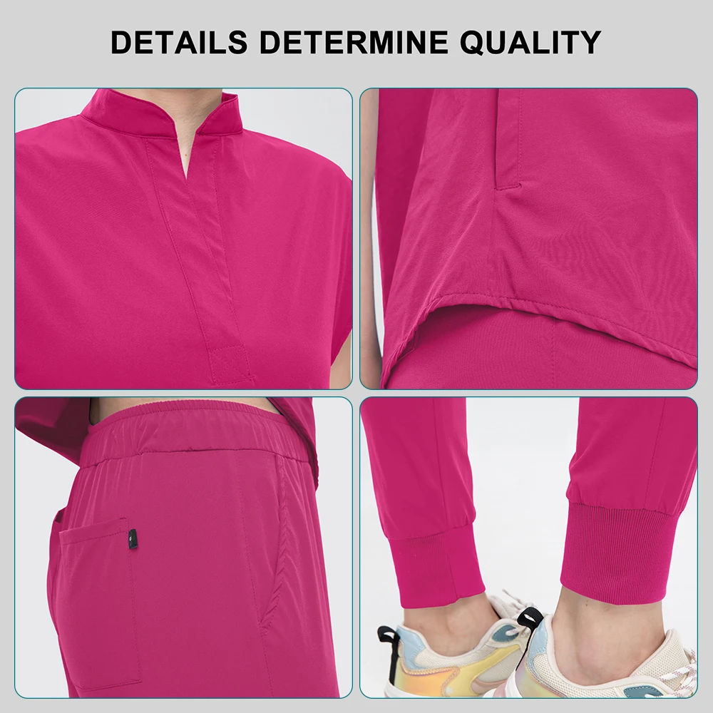 Wholesale Medical Scrub Set Spandex Stretch Nurse Scrub Beauty Spa Uniform Healthcare Nursing Pharmacy Lab Coat Clinical Uniform thumbnail 6
