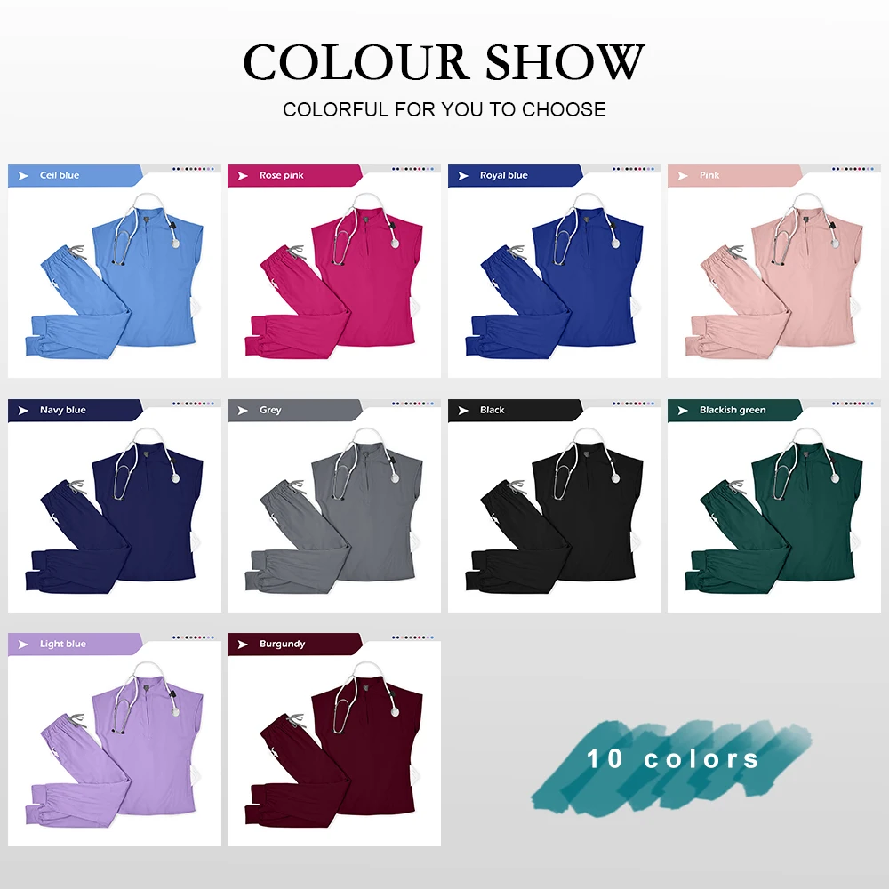 Wholesale Medical Scrub Set Spandex Stretch Nurse Scrub Beauty Spa Uniform Healthcare Nursing Pharmacy Lab Coat Clinical Uniform thumbnail 2