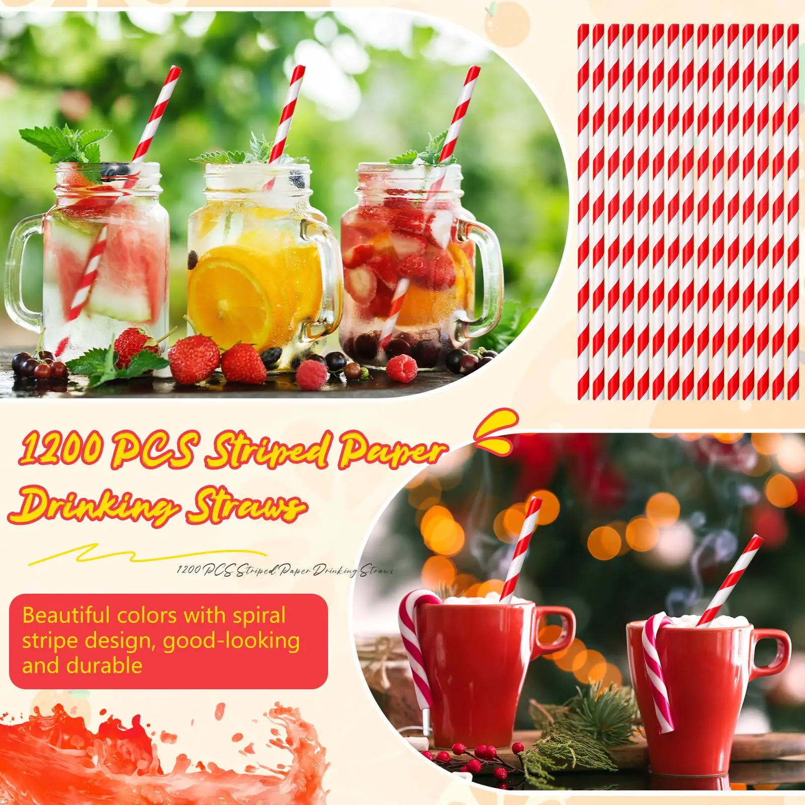 50/100pcs Red and White Striped Disposable Paper Straws for Coffee Milk Juice Cocktails Chrismas Straws Party Drinkware Straw thumbnail 6
