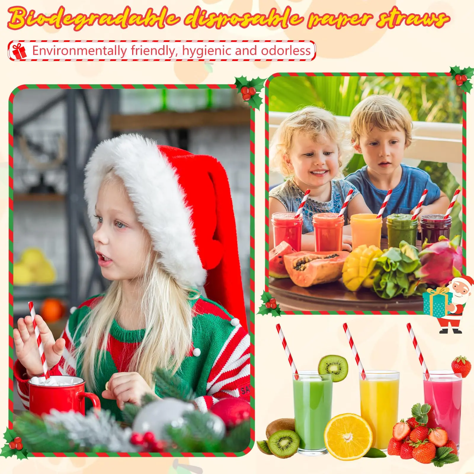 50/100pcs Red and White Striped Disposable Paper Straws for Coffee Milk Juice Cocktails Chrismas Straws Party Drinkware Straw thumbnail 5