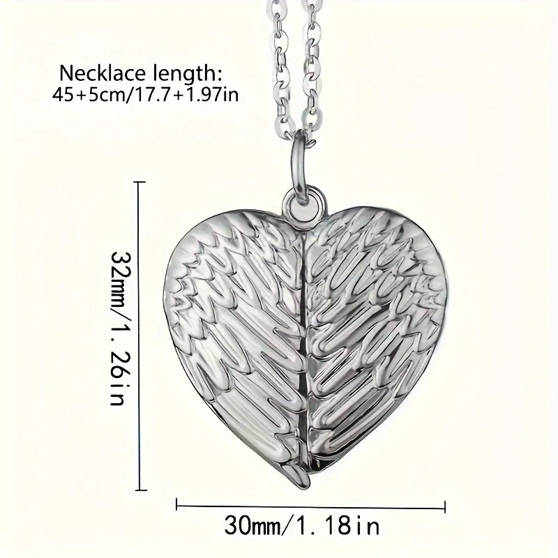 Custom Picture/photo Small Box Pendant Necklace, Personalized Angel Wing Small Box Pendant Men's Women's Necklace Christmas Gift thumbnail 6