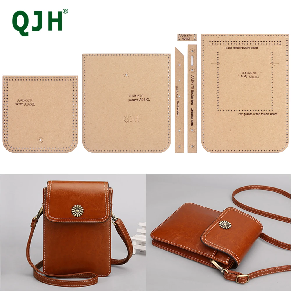 1set of DIY mobile bag pattern template, kraft paper drawings, leather crossbody bag design paper stencil, DIY leathercraft mold