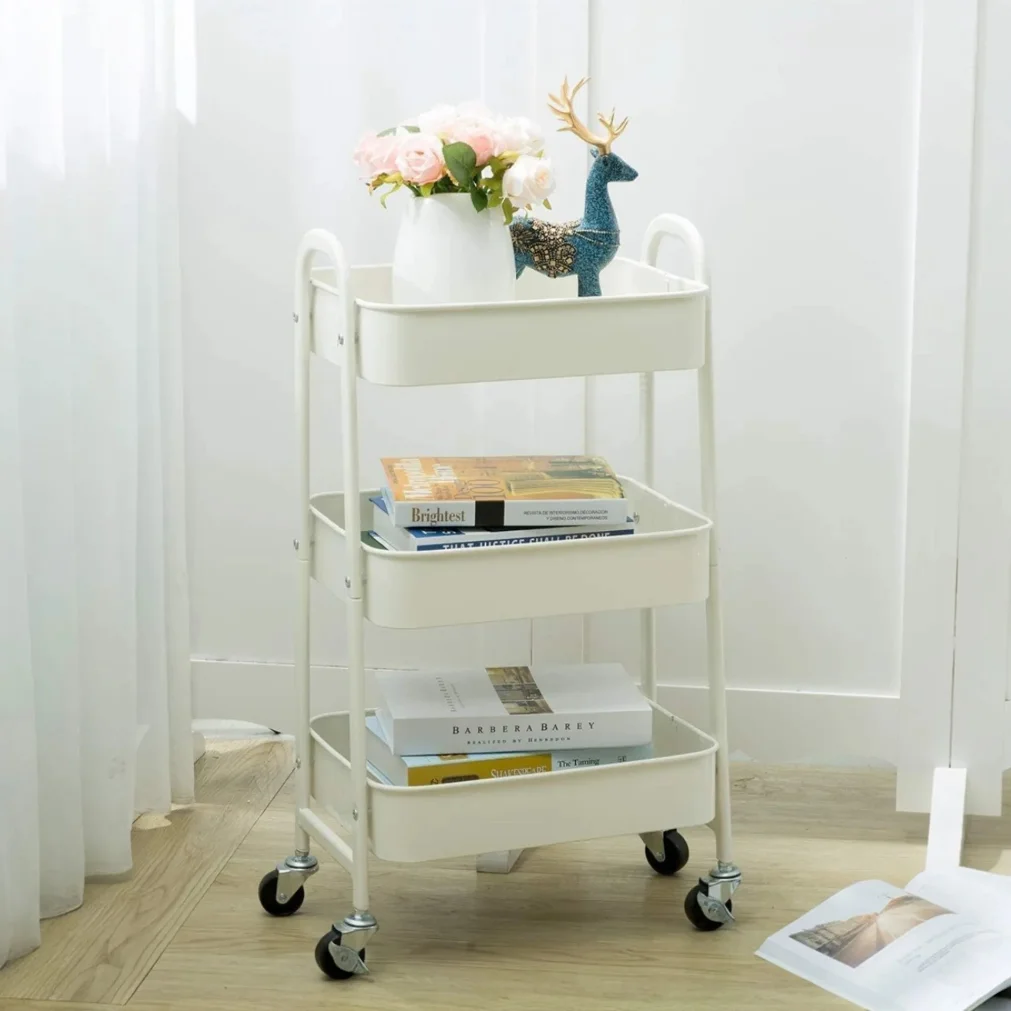 Storage cart  with wheels kitchen cart with wheels 3levels rolling cart organizer for bedroom bathroom office,multi-purpose cart thumbnail 6