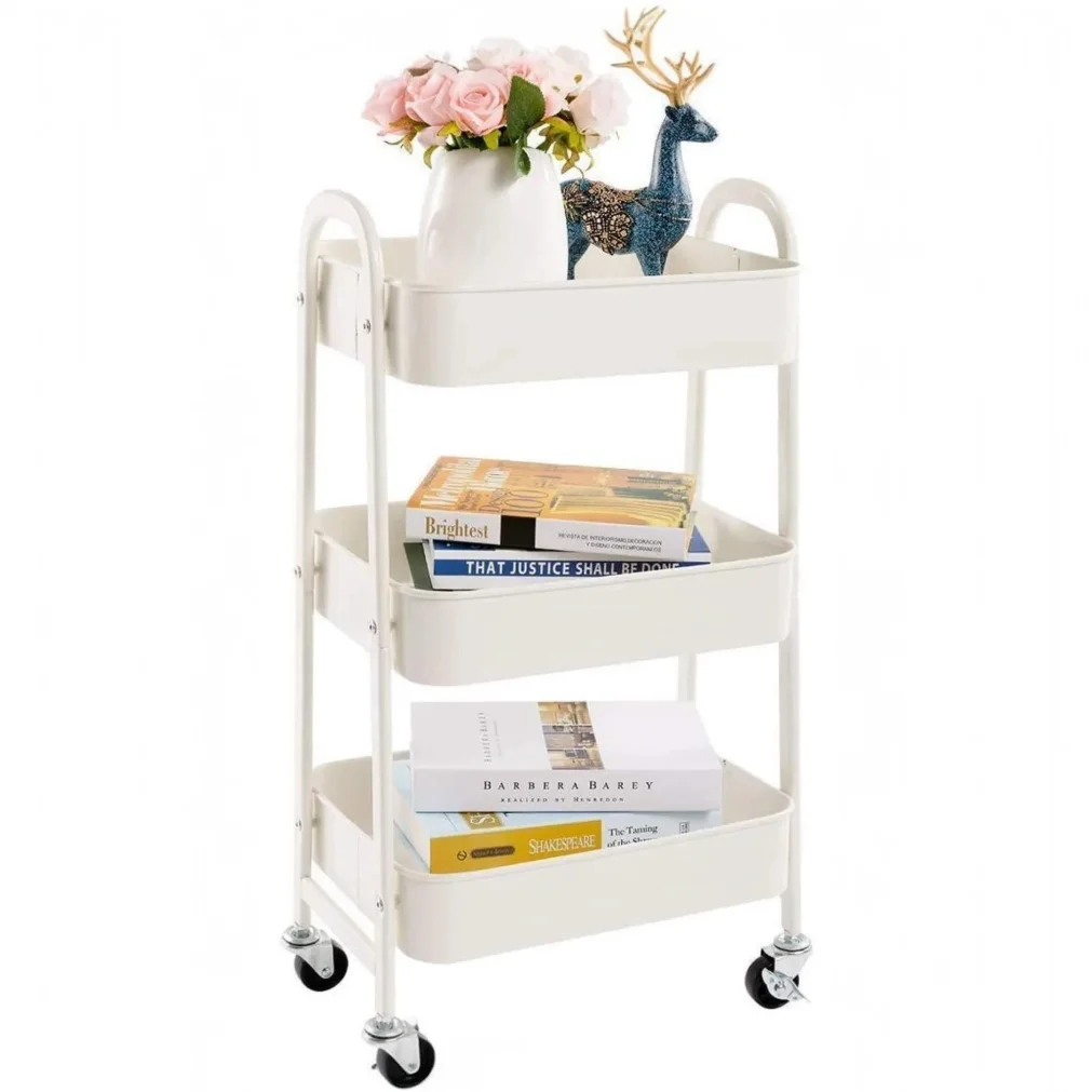 Storage cart  with wheels kitchen cart with wheels 3levels rolling cart organizer for bedroom bathroom office,multi-purpose cart thumbnail 2