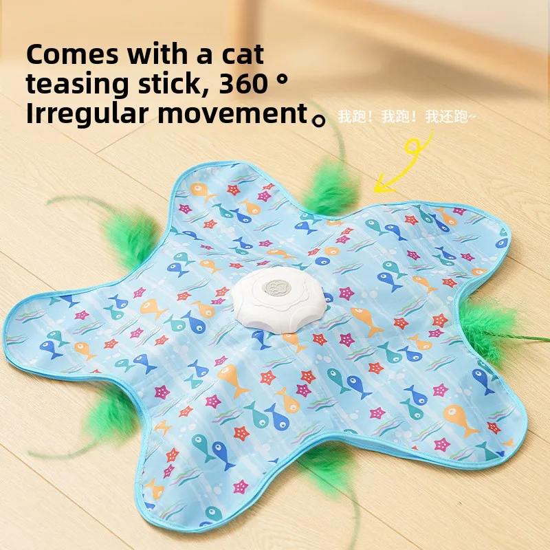 Cat Toys Interactive Hide and Seek Cat Toy with Mouse Squeaky Motion Activated Moving Concealed Feathers Kitten Teaser Toy thumbnail 2