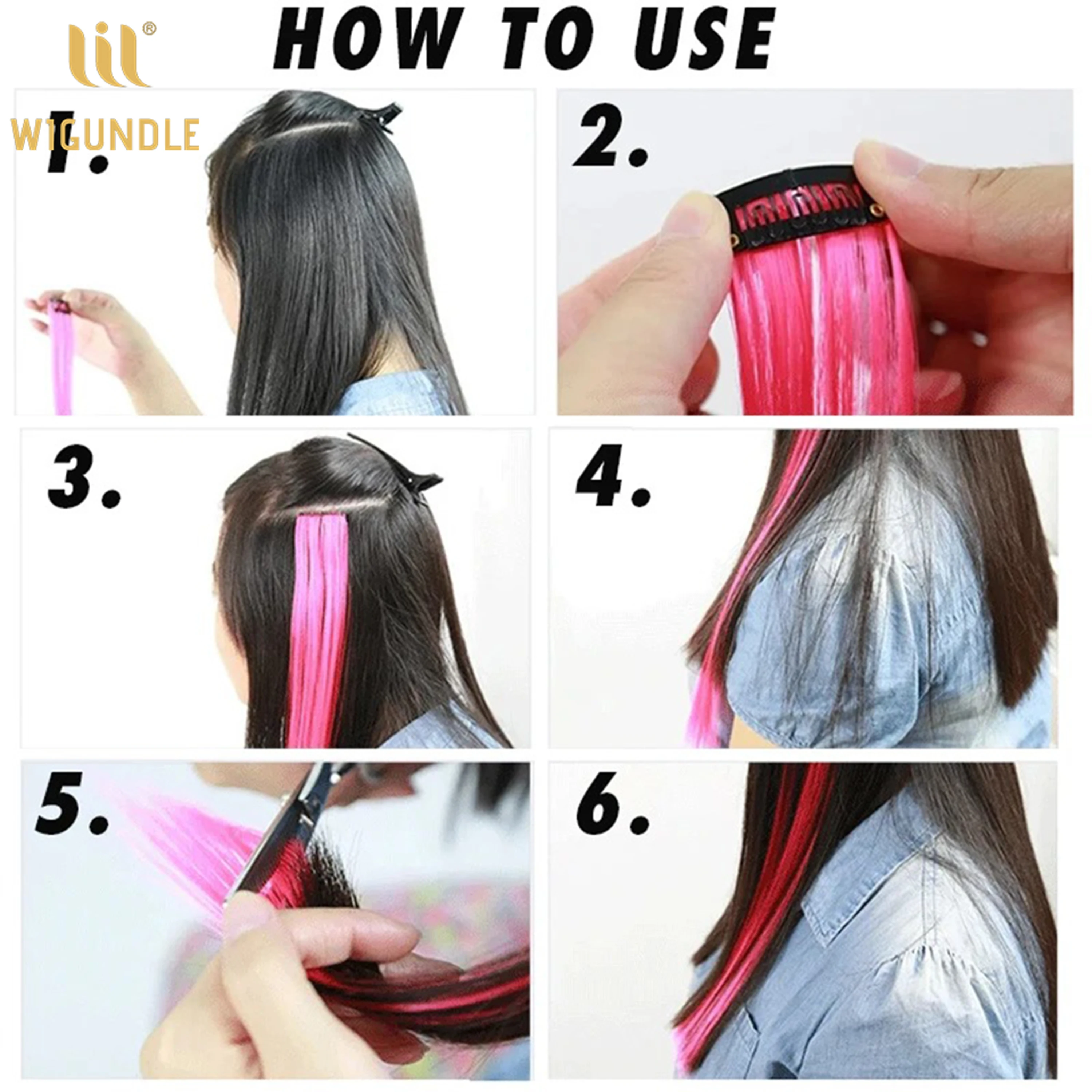 18 Color Clip Style Hair Extensions 22 Inch Color Hair Extensions High Gloss Long Straight Synthetic Wig For Children Women thumbnail 5