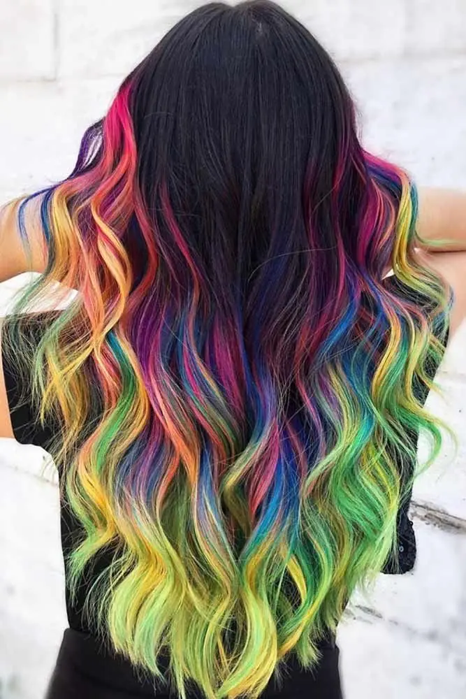 18 Color Clip Style Hair Extensions 22 Inch Color Hair Extensions High Gloss Long Straight Synthetic Wig For Children Women
