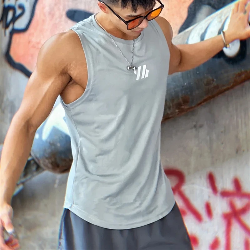 2024 newest Summer Gym Vest High Quality mesh Shirt Sleeveless T-shirts Men Tank Tops basketball running Fitness Sports Vest men thumbnail 5