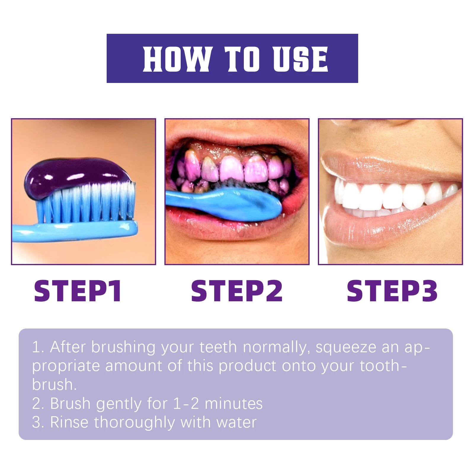 Teeth Removing Deep Smoke Stains Gingiva Protection Purple Orthopedic Toothpaste Effectively Cleans Oral Cavity Brightens thumbnail 6