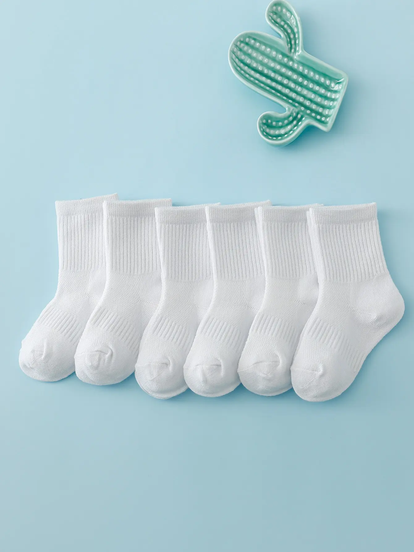 6pairs Toddler Kids Solid Crew Socks thumbnail 4