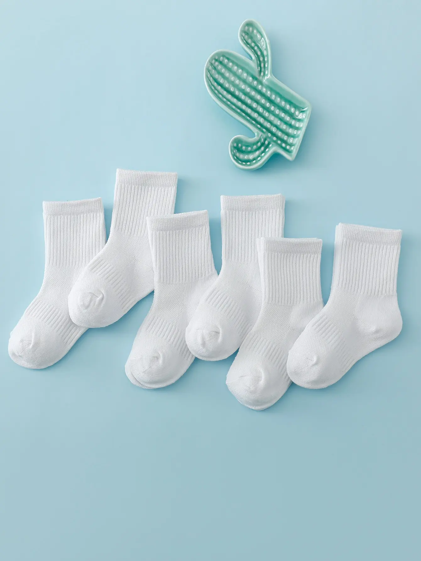6pairs Toddler Kids Solid Crew Socks thumbnail 2