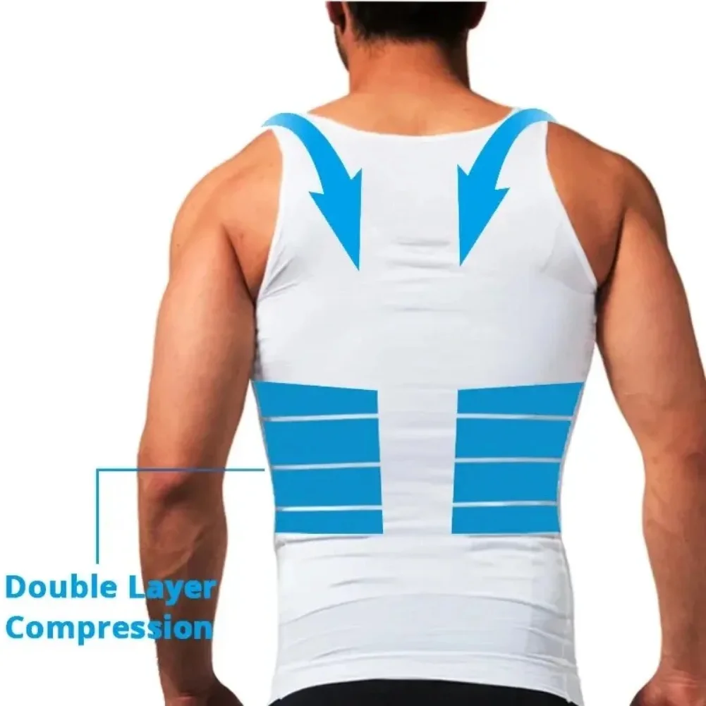 Men Body Shaper Slimming Compression Vest Undershirt Seamless Waist Trainer Tank Top Belly Control Weight Loss Shapewear thumbnail 2