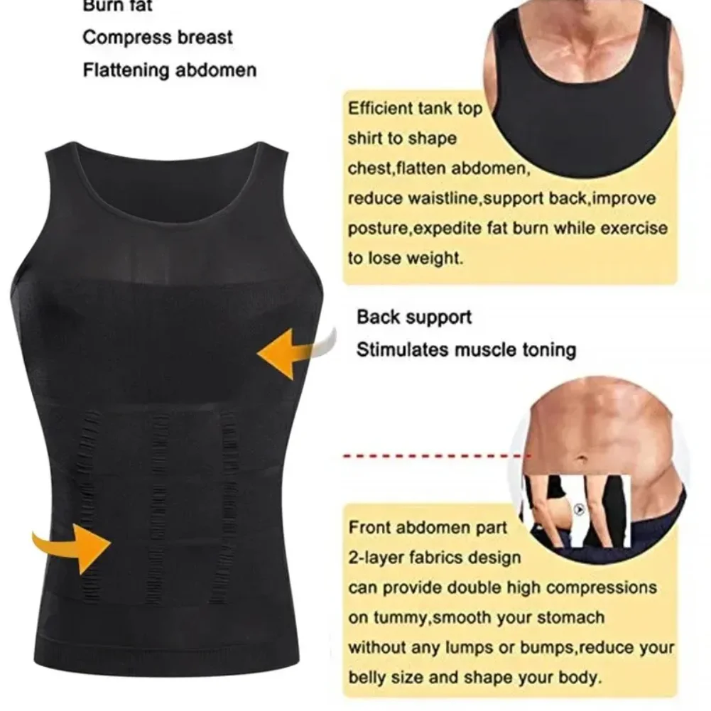 Men Body Shaper Slimming Compression Vest Undershirt Seamless Waist Trainer Tank Top Belly Control Weight Loss Shapewear thumbnail 4