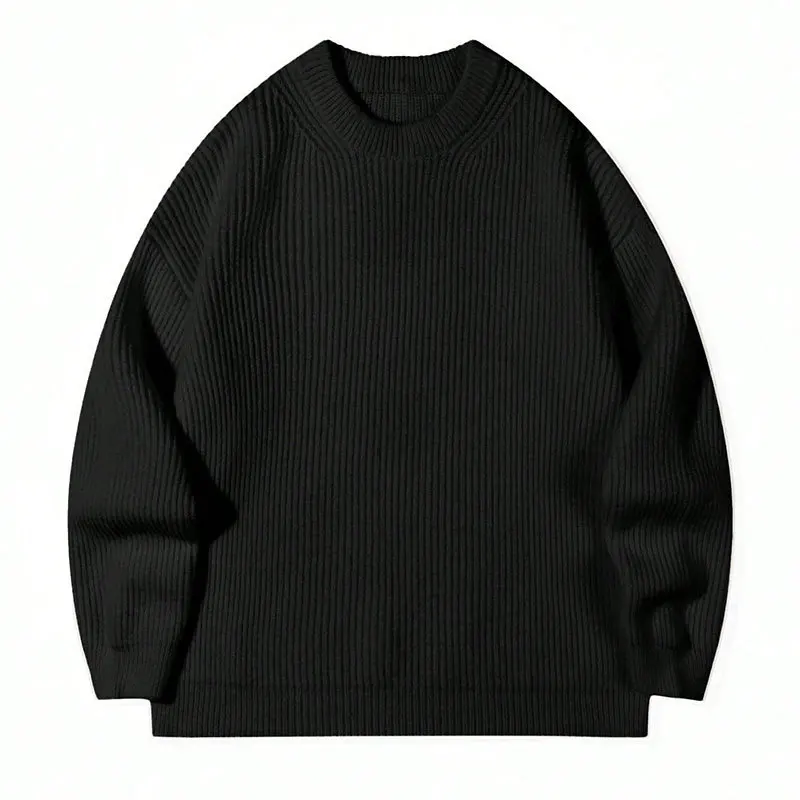 2025 New Winter-Spring Solid Color Underwear Round-neck Sweater Men's Korean Style Loose-Fitting Casual Knitted Shirt thumbnail 2