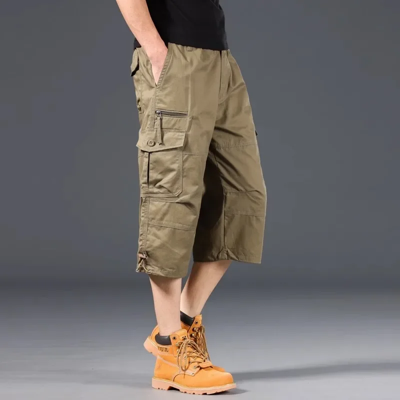 Summer Loose-Fit Plus Size Men's Cargo Pants Multiple Pockets Outdoor Casual Seven-Point Pants Men's Shorts thumbnail 3