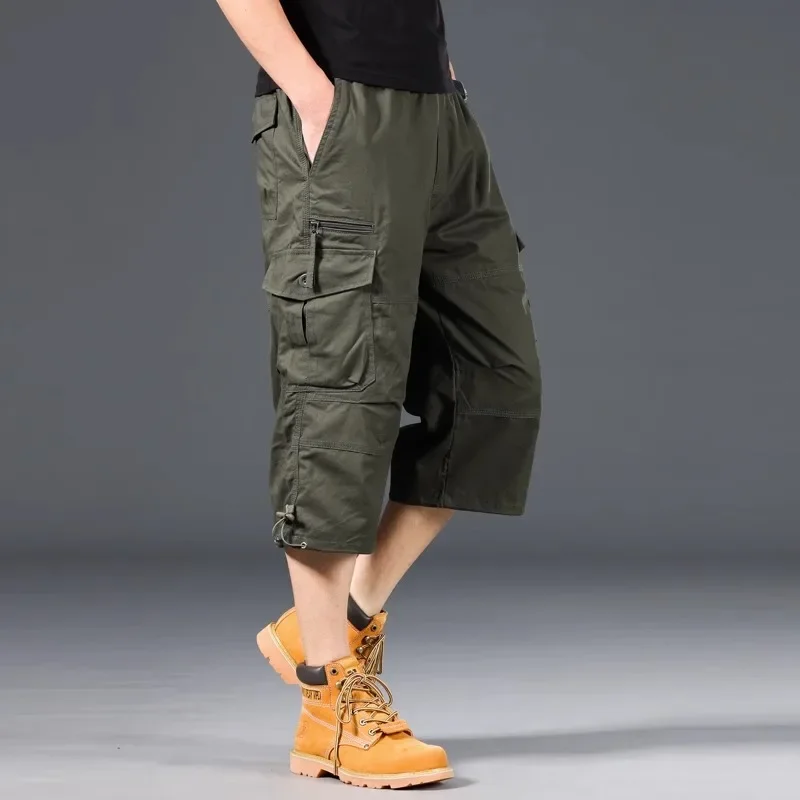 Summer Loose-Fit Plus Size Men's Cargo Pants Multiple Pockets Outdoor Casual Seven-Point Pants Men's Shorts thumbnail 4