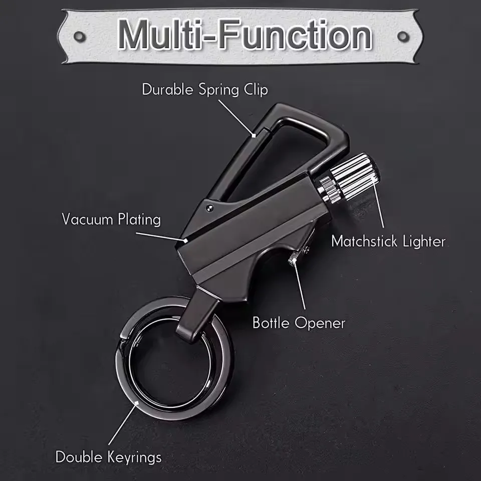 2025 Multifunctional Lighter Keychain Beer Bottle Opener Outdoor Portable Igniter Smoking Accessories Gadgets Men Gift thumbnail 4