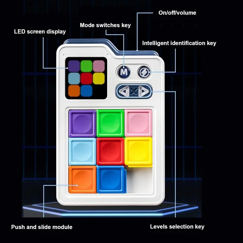 Training Puzzle Three Play Modes Levels Easy to Operate Pocket Electronic Slide Block Game Brain Logical Thinking Challenge Toys thumbnail 4