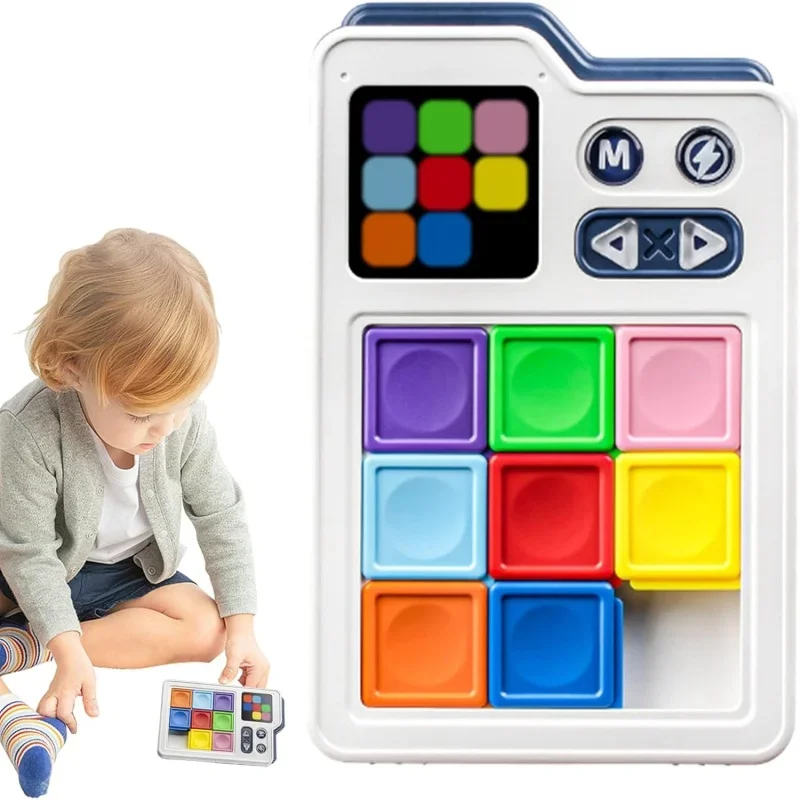 Training Puzzle Three Play Modes Levels Easy to Operate Pocket Electronic Slide Block Game Brain Logical Thinking Challenge Toys
