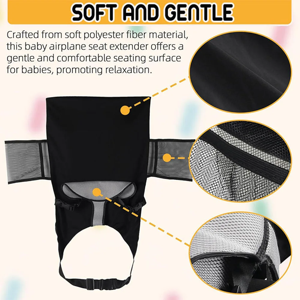 Kids Airplane Seat Extender Toddler Airplane Bed with Side Pocket Comfortable Breathable baby plane Travel Footrest Hammock thumbnail 5