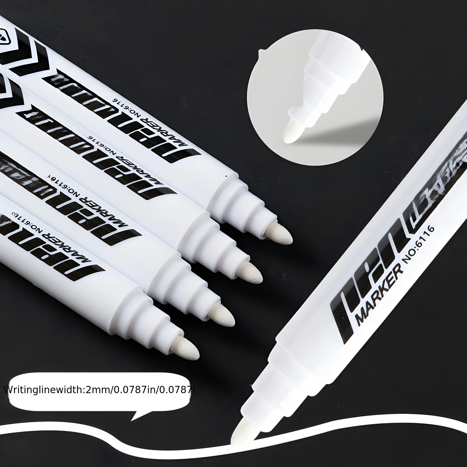 5/10pcs Heavy-Duty Waterproof White Marker Pens - Oil-Based Ink, Wide Tip for Metal, Labeling, Industrial,Office,School Supplies thumbnail 4