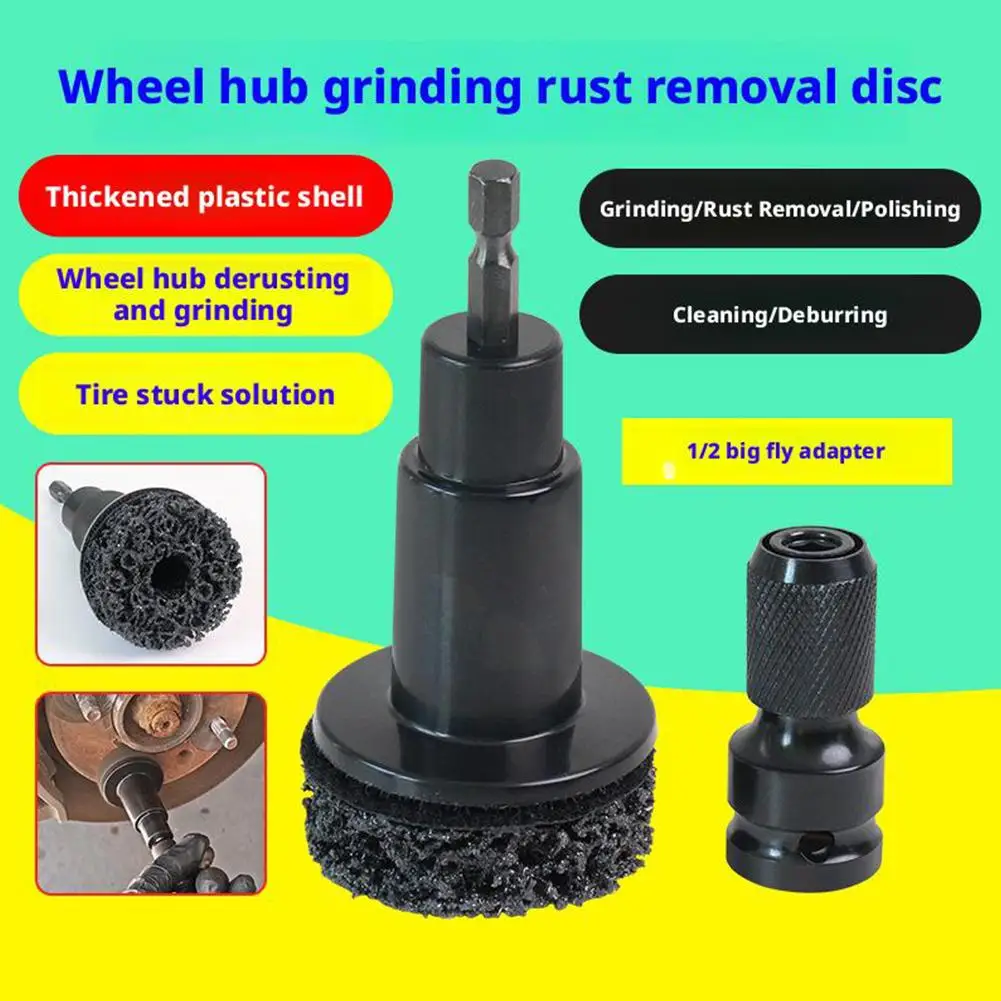 Wheel Hub Cleaning Kit Brake Disc Rust Removal Tool Grinding Heads&Polish Pads for Wheel Stud Resurfacing Lug Nuts Cleaning thumbnail 3