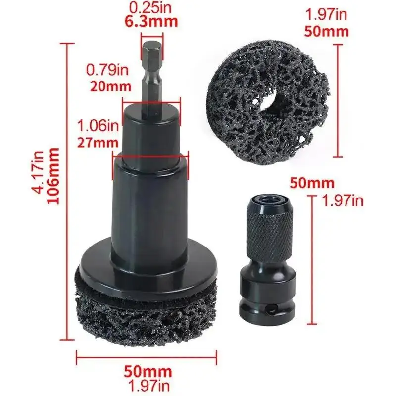 Wheel Hub Cleaning Kit Brake Disc Rust Removal Tool Grinding Heads&Polish Pads for Wheel Stud Resurfacing Lug Nuts Cleaning thumbnail 6