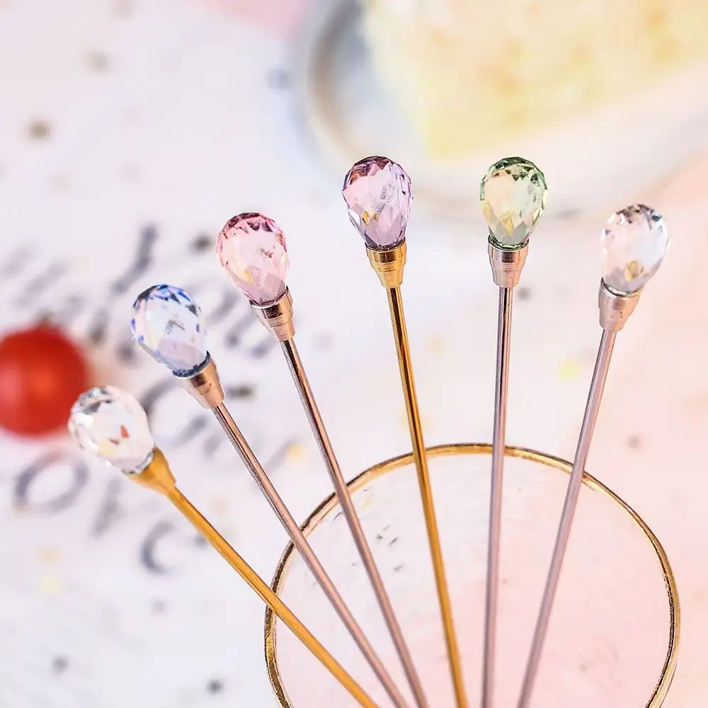 5pcs Diamond Teaspoons Set Stainless Steel Stirring Spoon Exquisite Crystal Teaspoon for Cafe Ice Cream Dessert Coffee Spoon thumbnail 4