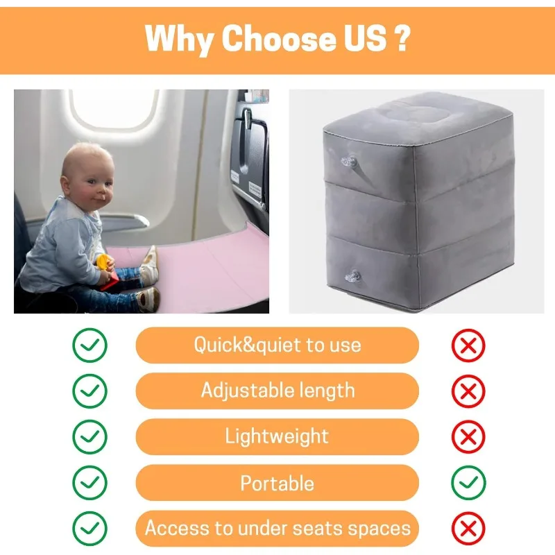 Toddler Airplane Footrest for Kids Seat Extender Travel Bed Portable Foot Rest Hammock Portable Plane Bed for Flights Airplane thumbnail 6