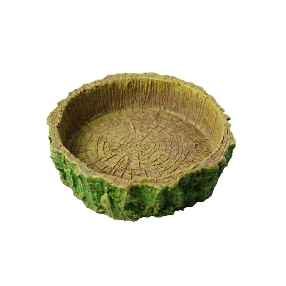 New Resin Reptile Feeder Bowl Stump Shallow Design Water Pot Durable Pet Reptile Bowl Reptile Supplies thumbnail 3