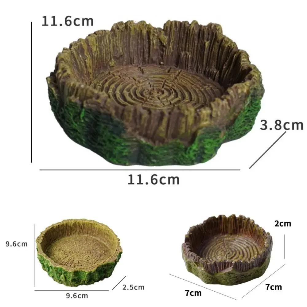 New Resin Reptile Feeder Bowl Stump Shallow Design Water Pot Durable Pet Reptile Bowl Reptile Supplies thumbnail 6