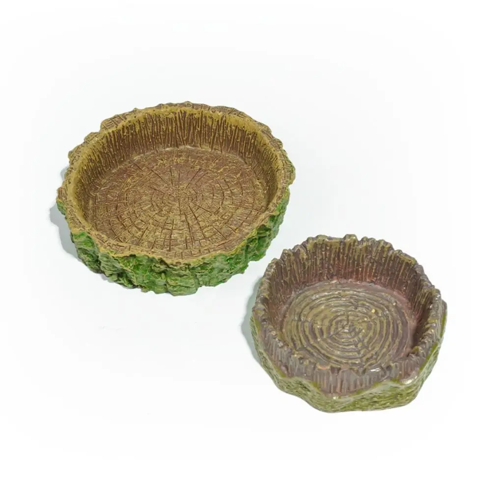 New Resin Reptile Feeder Bowl Stump Shallow Design Water Pot Durable Pet Reptile Bowl Reptile Supplies thumbnail 2