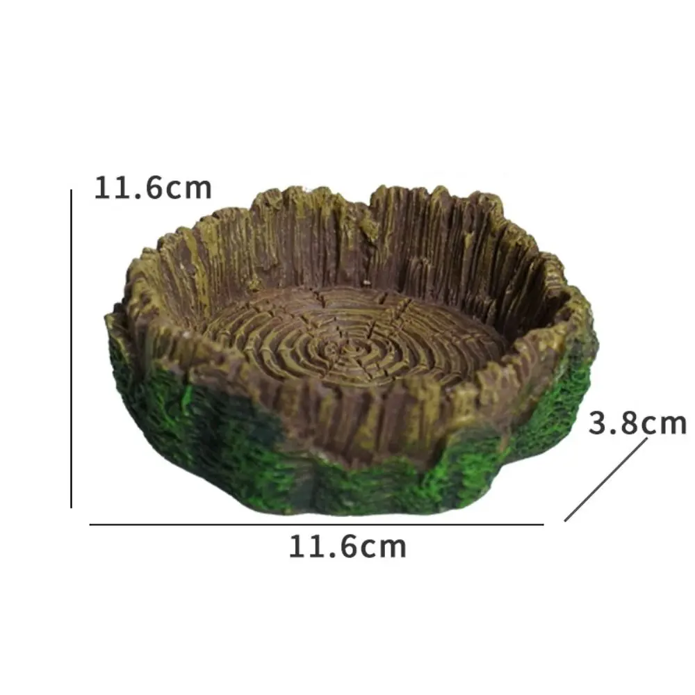 New Resin Reptile Feeder Bowl Stump Shallow Design Water Pot Durable Pet Reptile Bowl Reptile Supplies thumbnail 5