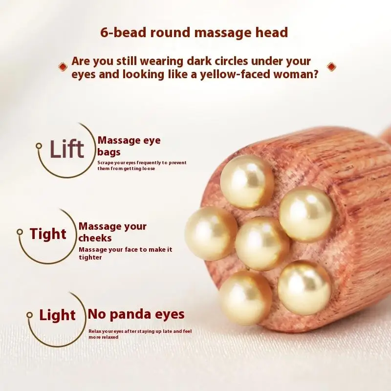 Handheld Lotus Seedpod Beauty Professional Brass & Rosewood Facial Gua Sha Tool Eye Relaxation Spot Meridians Acupoint Massage thumbnail 5