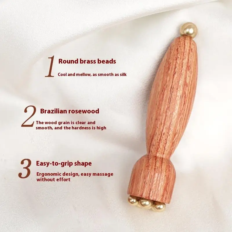 Handheld Lotus Seedpod Beauty Professional Brass & Rosewood Facial Gua Sha Tool Eye Relaxation Spot Meridians Acupoint Massage thumbnail 4