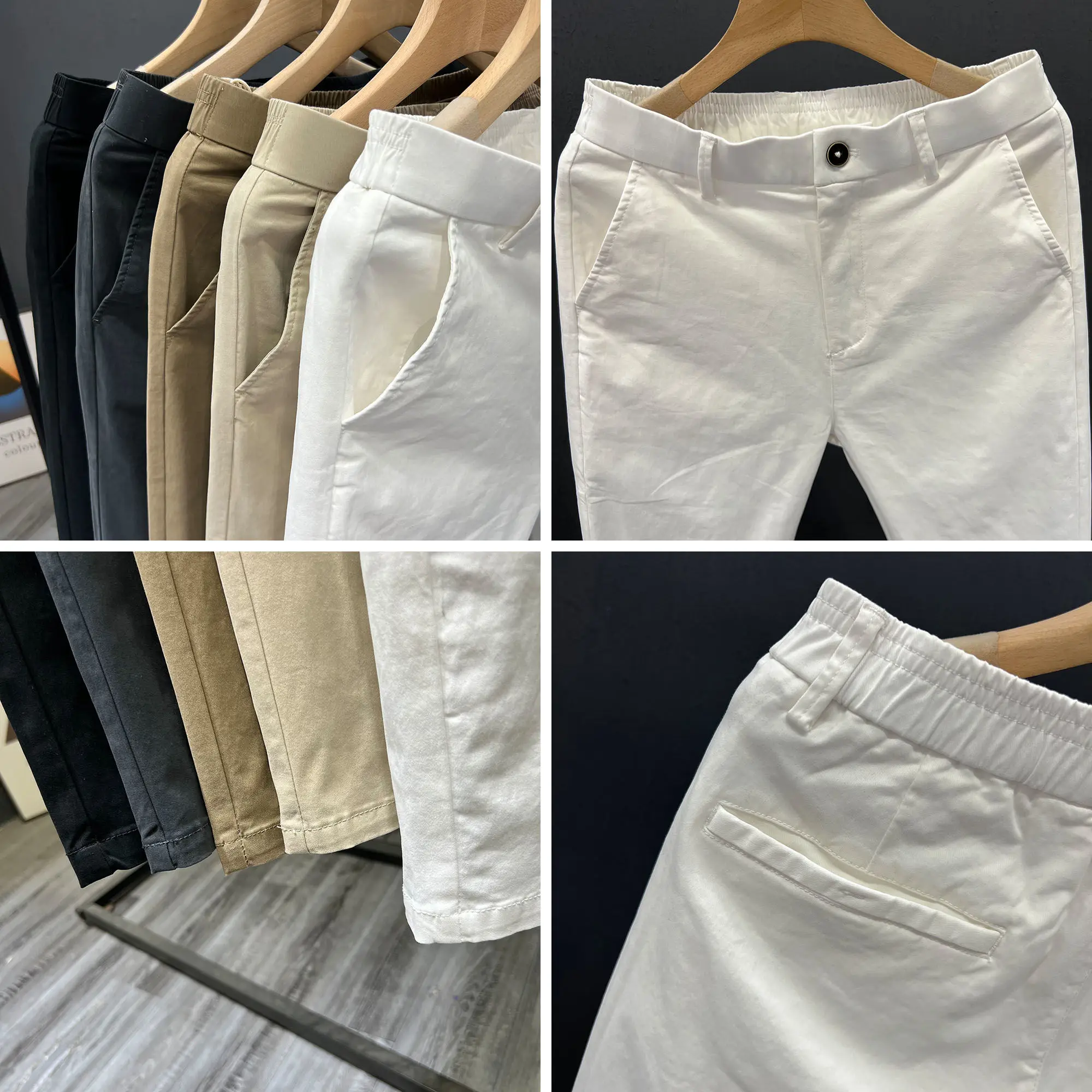 Men's Summer Thin Pants 2025 New Straight Simple and Versatile White Casual Man Clothing Trendy Slim-fitting Cotton Cargo Pants thumbnail 4