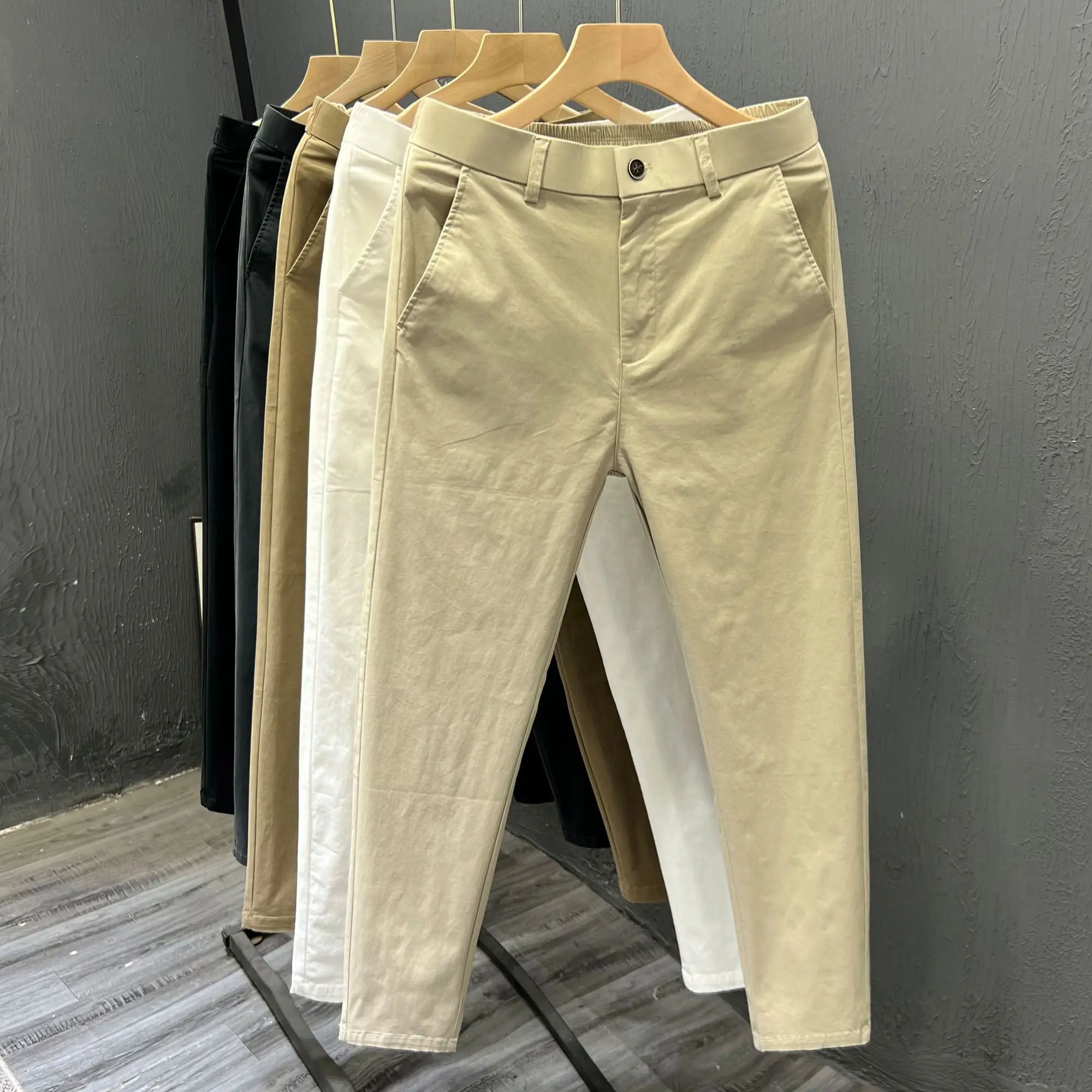 Men's Summer Thin Pants 2025 New Straight Simple and Versatile White Casual Man Clothing Trendy Slim-fitting Cotton Cargo Pants thumbnail 2