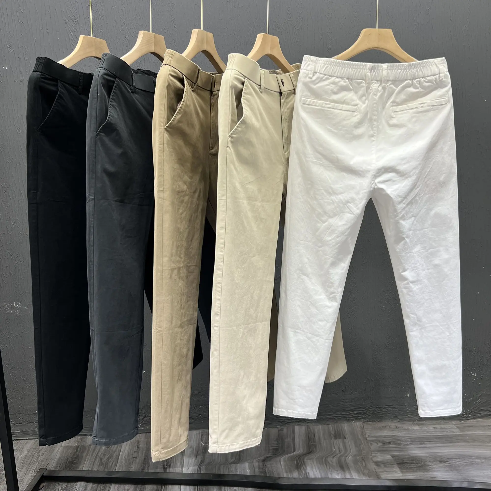 Men's Summer Thin Pants 2025 New Straight Simple and Versatile White Casual Man Clothing Trendy Slim-fitting Cotton Cargo Pants thumbnail 3