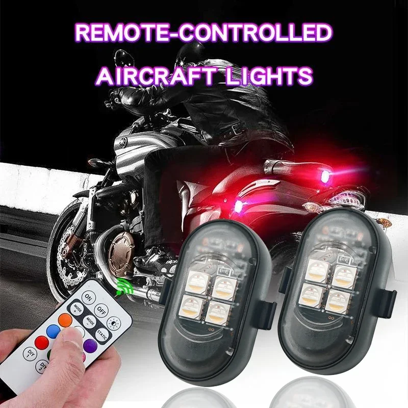 2/4/6pcs RGB Strobe Lights USB Rechargeable Warning Lamp Vehicle Waterproof Decor Light Remote Control LED for Motorcycle thumbnail 3
