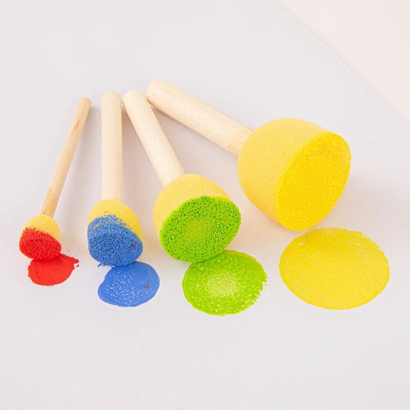 4Piece set of Drawing Sponge seal brush art Drawing graffiti tool DIY Rubbing Sponge Brush thumbnail 2