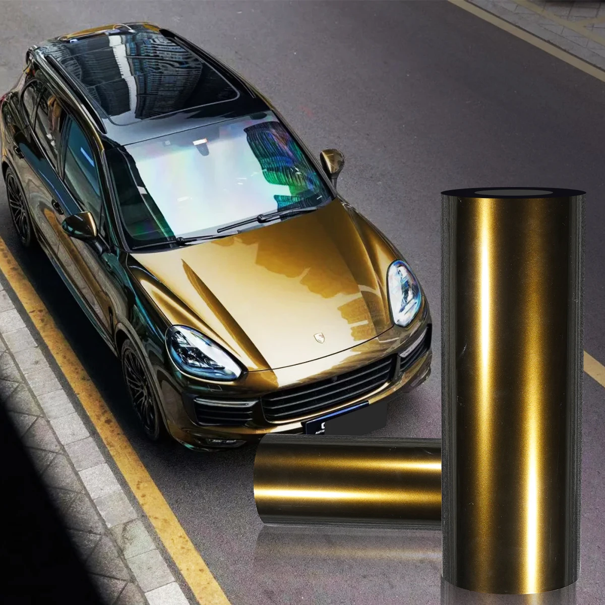 Midnight Gold High Glossy PET Adhesive Vinyl Wrap Film for Motorcycle Scooter Car Decal Wrapping thumbnail 6