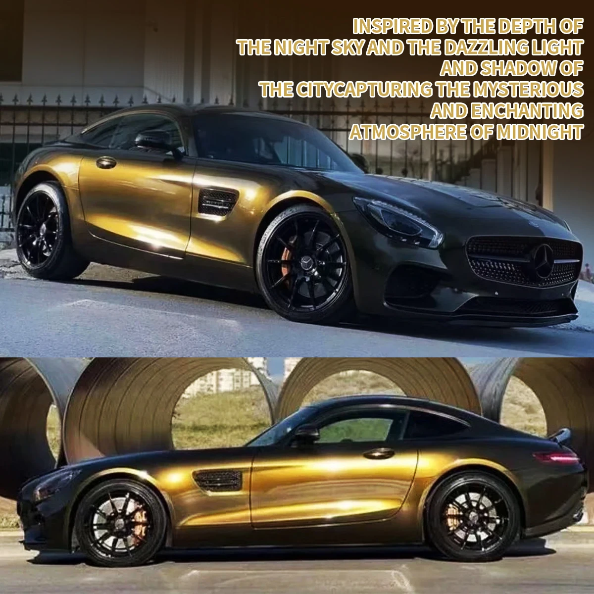 Midnight Gold High Glossy PET Adhesive Vinyl Wrap Film for Motorcycle Scooter Car Decal Wrapping thumbnail 5