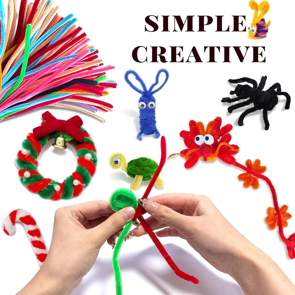 100-1500Pcs Pipe Cleaners Craft Multicolor Chenille Stems Twisting Sticks for Kids DIY Arts Handcraft Decor Plush Stick thumbnail 2