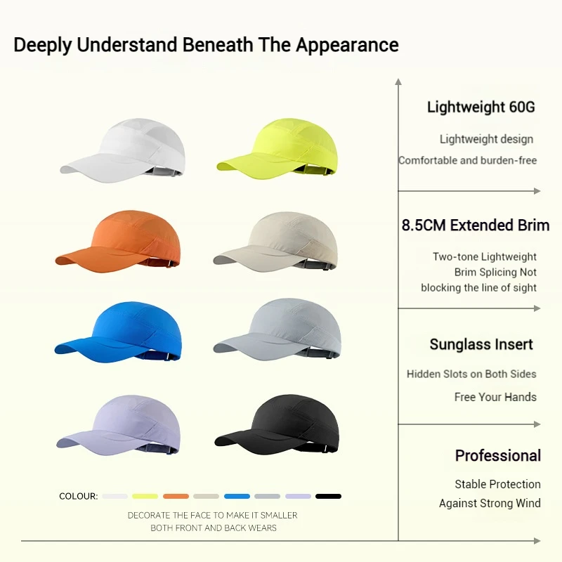 60g Lightweight Running Caps with Sunglasses holder Extended Brim Quick Dry Cooling Sport Hat for Men Womn Travel Golf thumbnail 5