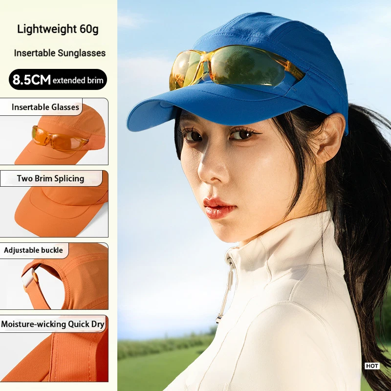 60g Lightweight Running Caps with Sunglasses holder Extended Brim Quick Dry Cooling Sport Hat for Men Womn Travel Golf thumbnail 4
