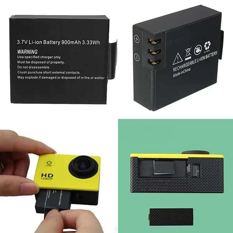 3.7V 900mAh Rechargable Li-ion Battery for SJ4000 SJ5000 SJ6000 SJ7000 WIFi SJCAM Sport Action Camera DV SJ Dedicated Battery thumbnail 2