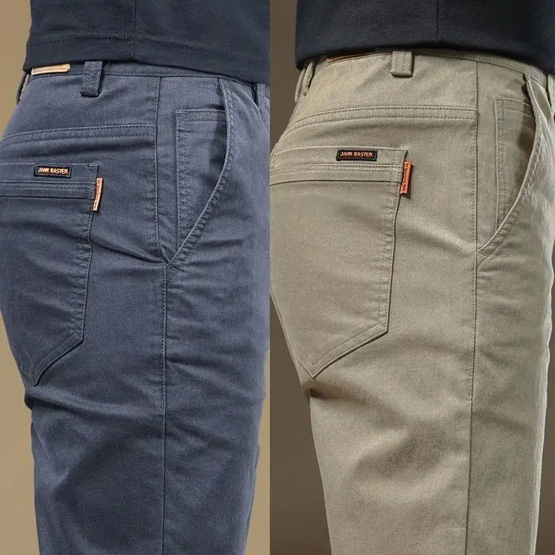 2025 Summer Thin Cotton Men's Casual Pants Trendy Versatile Elastic Light Business Trousers Work Formal Slim Straight Pants thumbnail 2